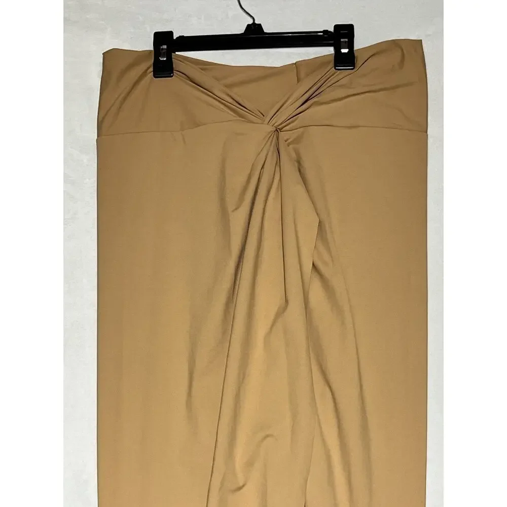 Skims Nude Ochre Sarong Swim Skirt Size XL Tan Stretch Wrap Tie Knot Cover Up